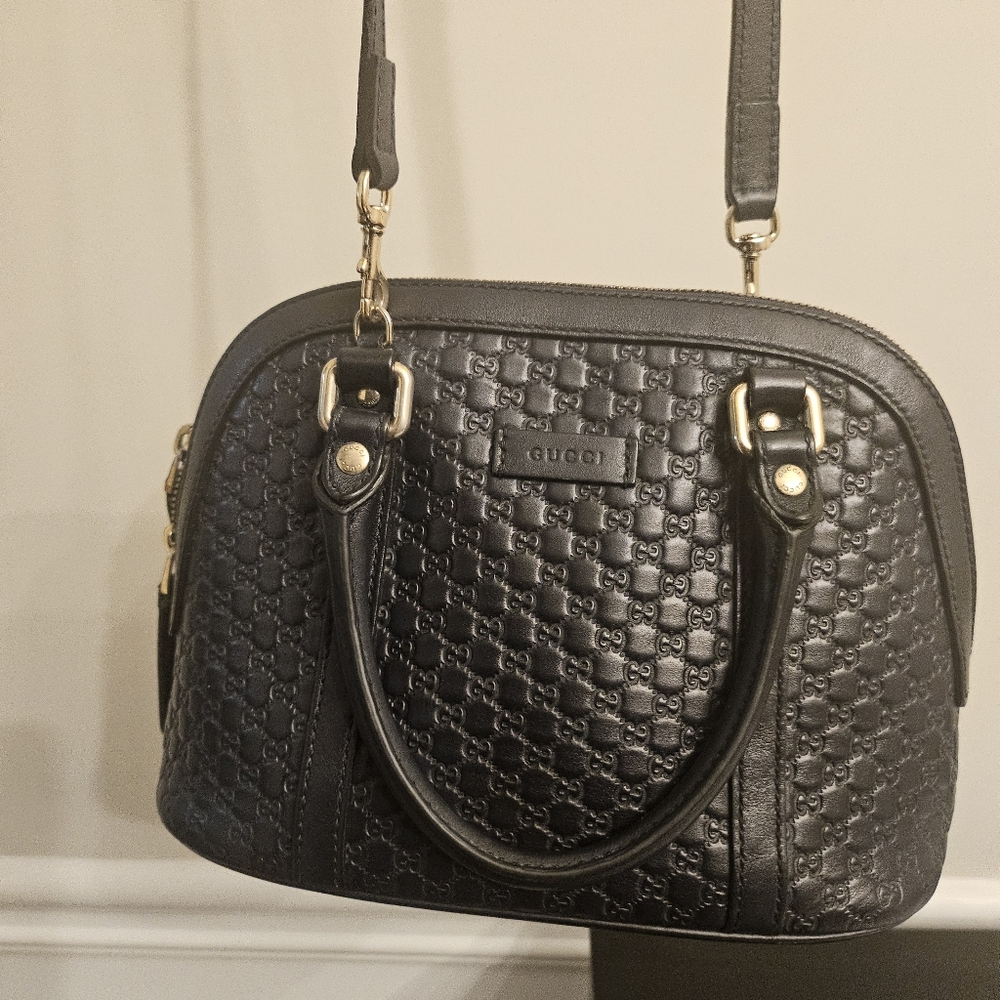π Gucci Microguccissima Dome Satchel | Dark Navy Blueπ - Picture 12 of 16